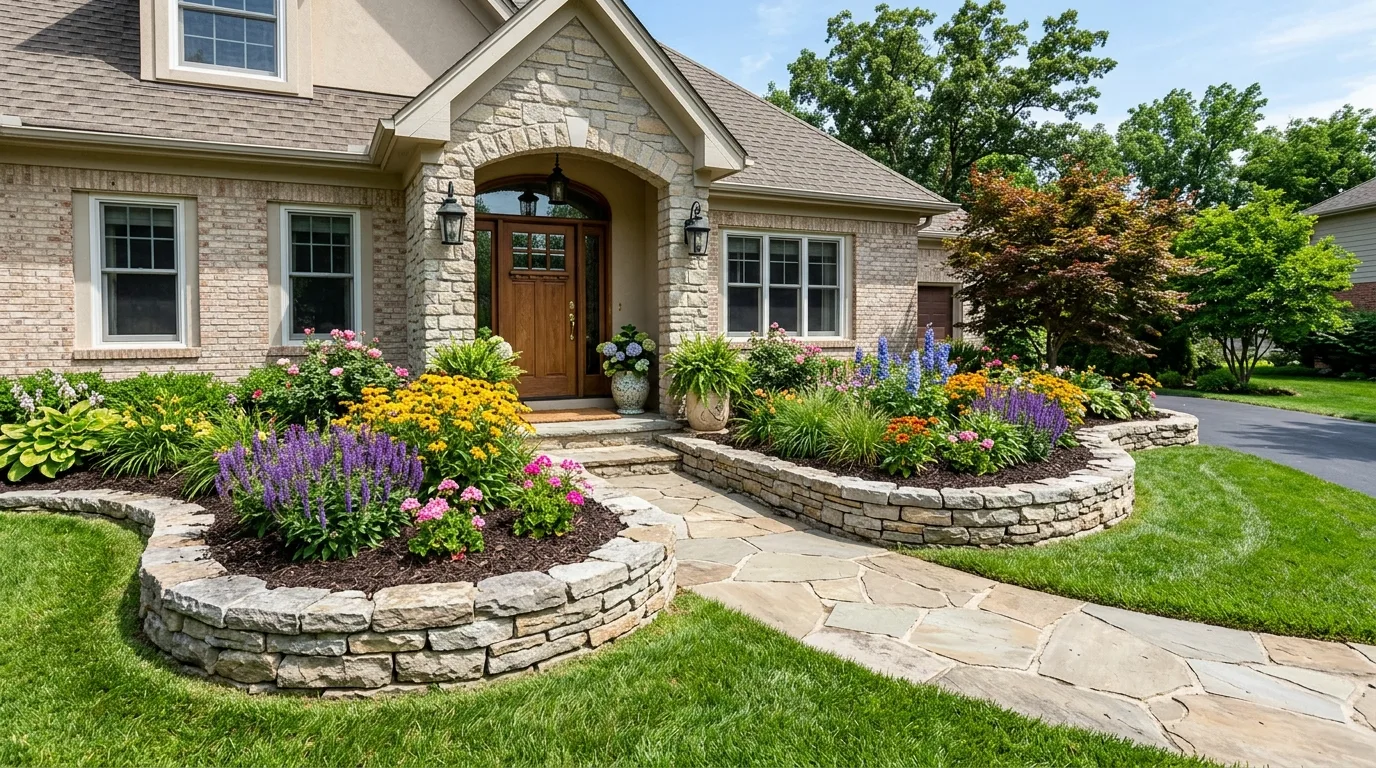 Layered Foundation Planting Near the Door